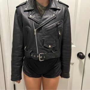 Vintage Black Leather Biker Jacket
